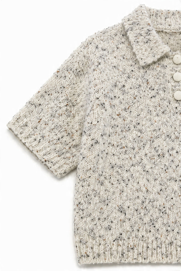 Speckled Wool-Blend Short-Sleeve Polo Sweater wholesale - image 6