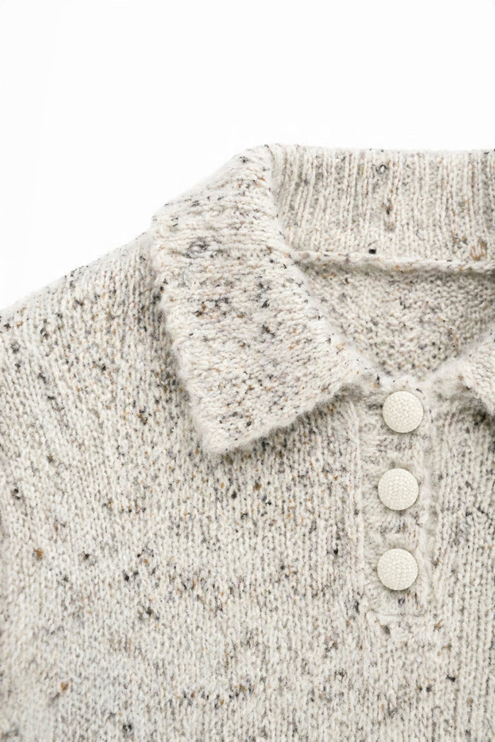 Speckled Wool-Blend Short-Sleeve Polo Sweater wholesale - image 7