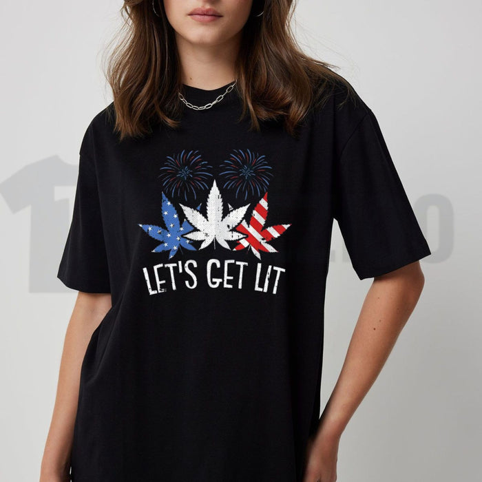 Star Spangled Stoner Funny 4th of July Weed Independence Day Graphic T-Shirt - Teezioo
