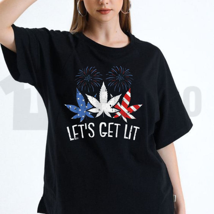 Star Spangled Stoner Funny 4th of July Weed Independence Day Graphic T-Shirt