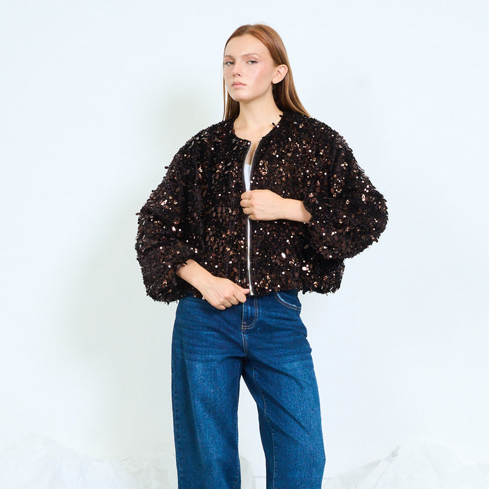 Statement sequin bomber jacket wholesale