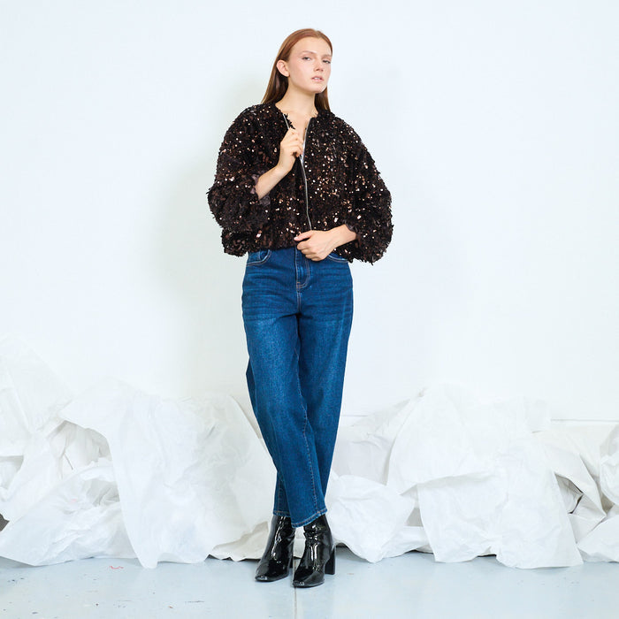 Statement sequin bomber jacket wholesale