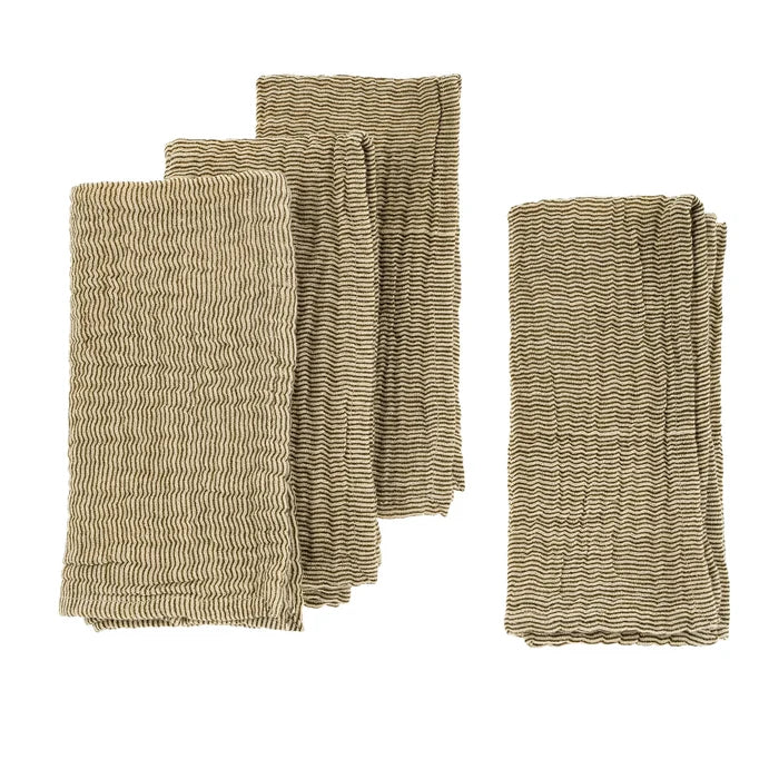 Stripe Double Cloth Napkins S/4, Green - Magnolia Lane co. Home + Garden + Gift
