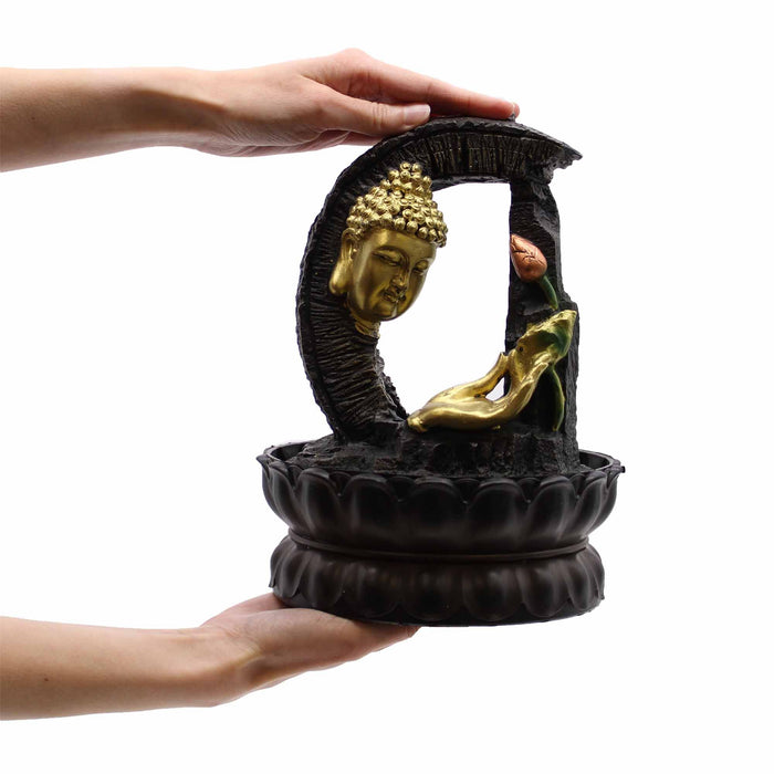 Tabletop Water Feature Golden Buddha & Lotus