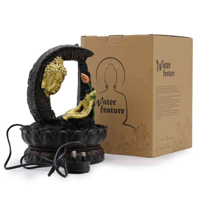 Tabletop Water Feature Golden Buddha & Lotus