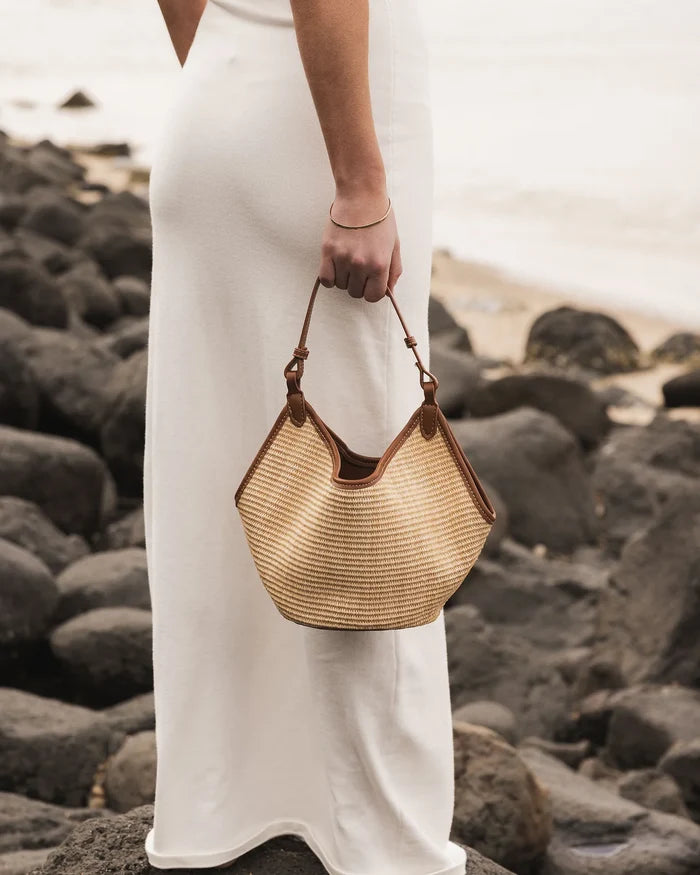 Taya Mini Tote Bag - Raffia/ Tan