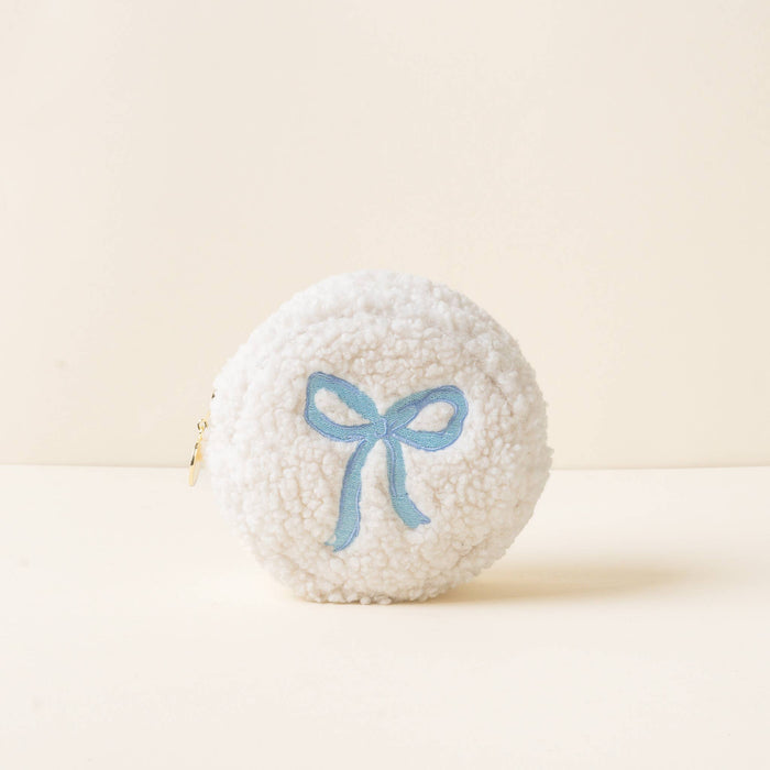 Teddy Pouch Circle-Bow Blue