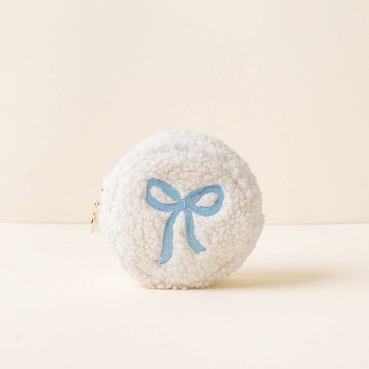 Teddy Pouch Circle-Bow Blue