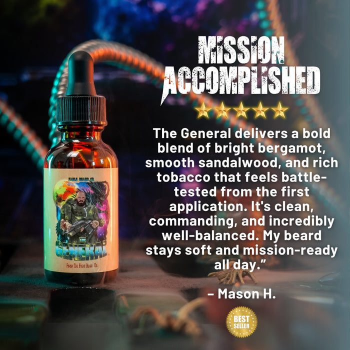 The General - Beard Oil - Sweetened Tobacco, Sandalwood Aftershave, Cosmic Bergamot