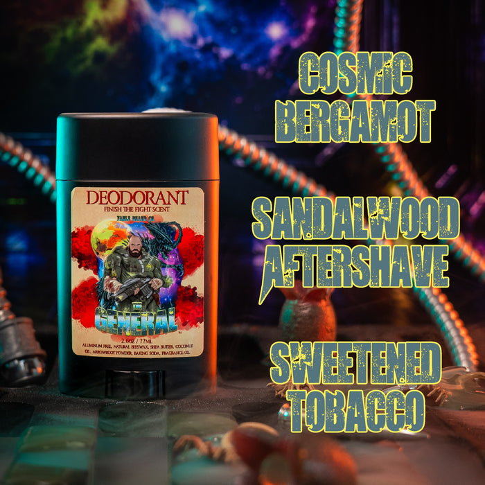 The General - Deodorant - Sweetened Tobacco, Sandalwood Aftershave, Cosmic Bergamot
