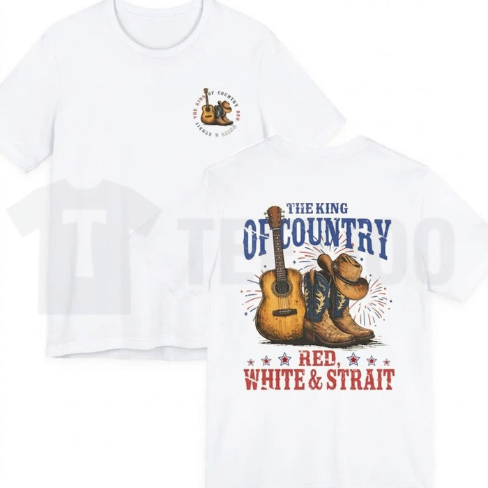 The King of Country Music T-Shirt – Red White & Strait Retro Western Graphic Tee, Unisex Country Fan Shirt - Teezioo