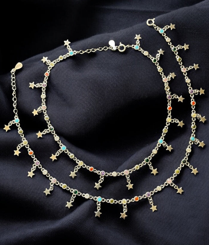 The Wishing Stars Silver Anklets