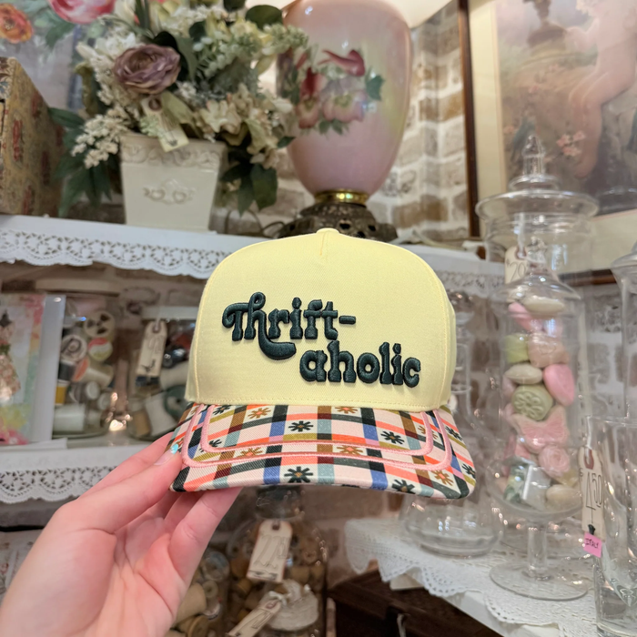 Thrift-aholic Embroidered Print Hat