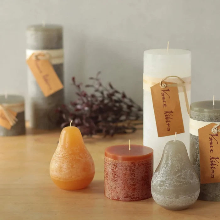 Timber Pillar Candle Grey 9"