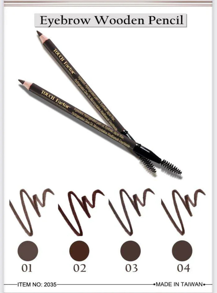 Touch Factor Eyebrow Wooden Pencil - 4 Shades Available - Eye Makeup - Touch Factor -- United Arab Emirates -- Pinky Cosmetics