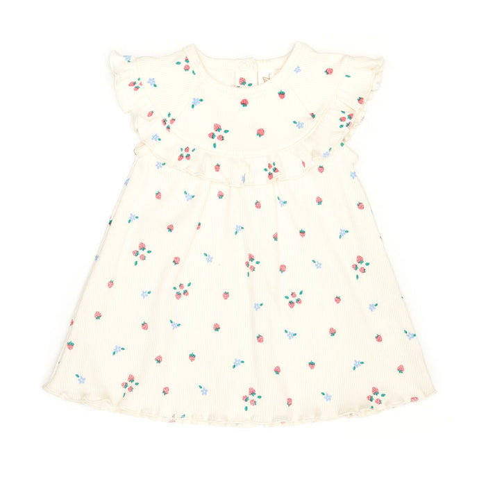 Tun Tun Ruffle Dress in Natural Strawberries