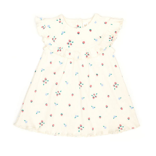 Tun Tun Ruffle Dress in Natural Strawberries
