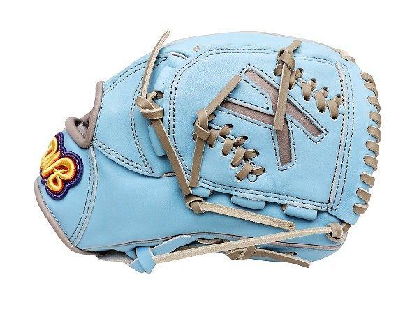 TWB U10 Steer Cowhide 11 inch Youth Pitcher Glove - Skyblue/Grey #4