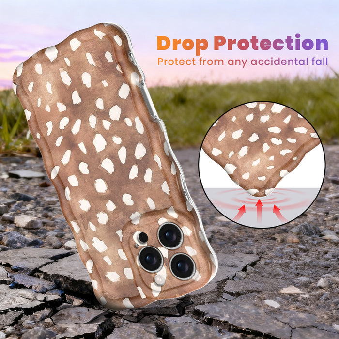 Whiskey Fawn pattern MagSafe phone grip ring with watercolor brown base and creamy white deer spots compatible with iPhone and Samsung