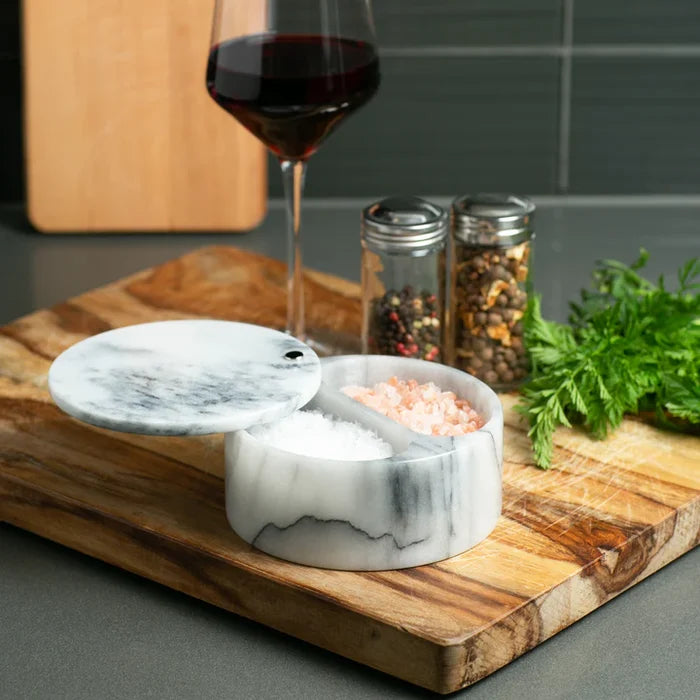 White Marble Salt Box