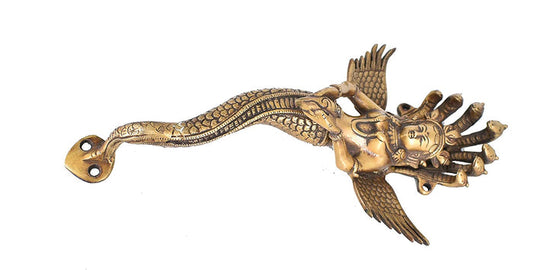White Whale Antique Nagkanya Design Brass Door Handle