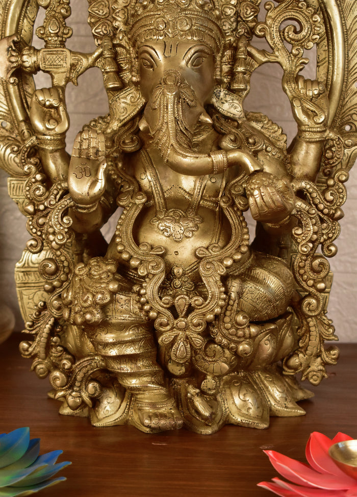White Whale Brass Decor India Mangalkari Ganesha Statue Home Decor (20 inches)