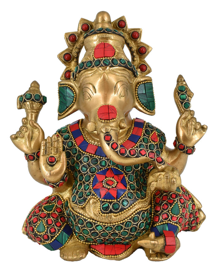 White Whale Lord Ganesh Murti Ganesha Idol Ganpati Bhagwan Brass Statue for Home Decoration Showpiece
