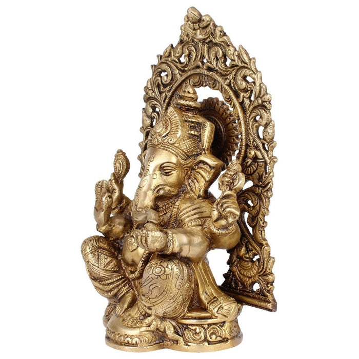 White Whale Lord Ganesh Murti Ganesha Idol Ganpati Bhagwan Brass Statue for Home Decoration Showpiece