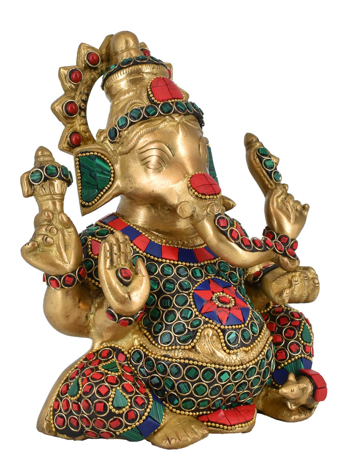White Whale Lord Ganesh Murti Ganesha Idol Ganpati Bhagwan Brass Statue for Home Decoration Showpiece