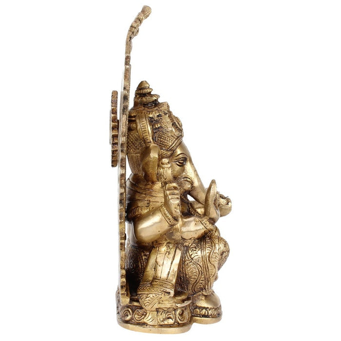 White Whale Lord Ganesh Murti Ganesha Idol Ganpati Bhagwan Brass Statue for Home Decoration Showpiece