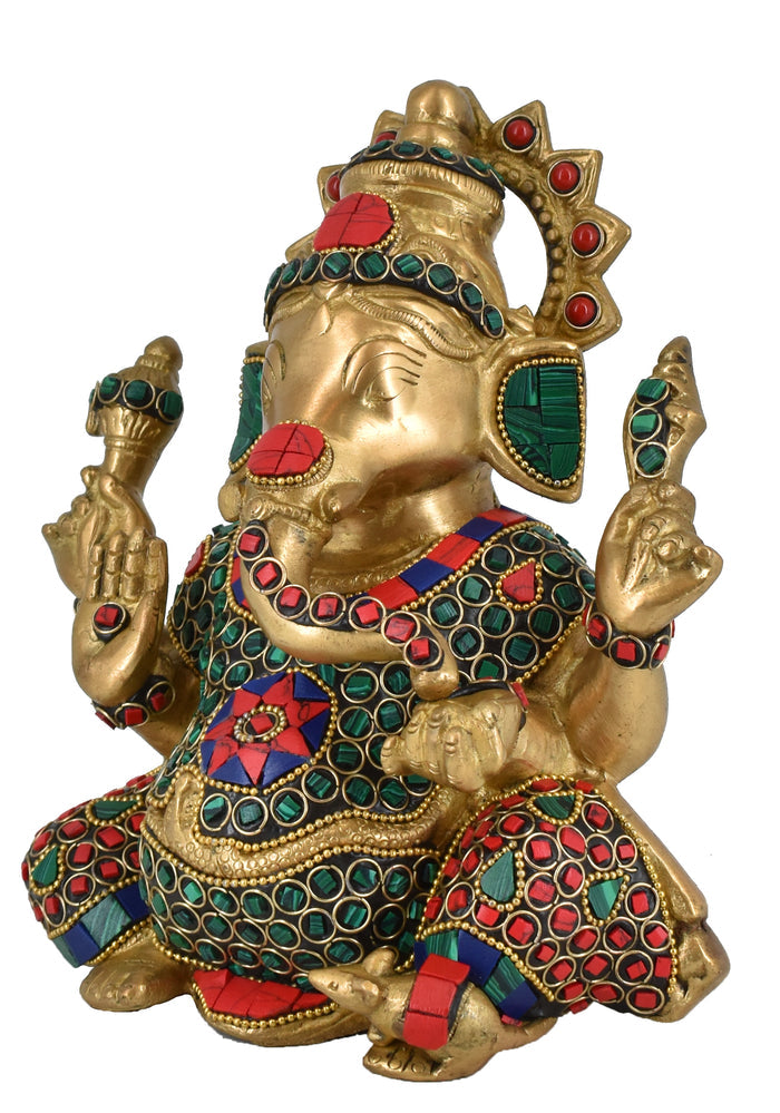 White Whale Lord Ganesh Murti Ganesha Idol Ganpati Bhagwan Brass Statue for Home Decoration Showpiece