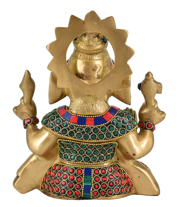 White Whale Lord Ganesh Murti Ganesha Idol Ganpati Bhagwan Brass Statue for Home Decoration Showpiece
