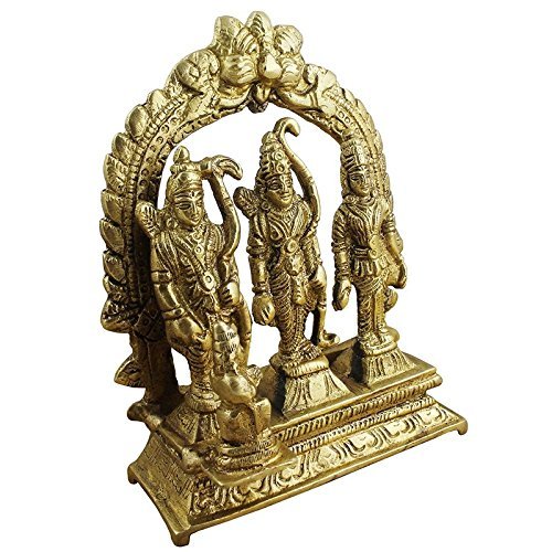 White Whale Ram Darbar Statue / Idol - Lord Rama Laxman And Sita Religious Indian Art Statue / Idol 8"inch