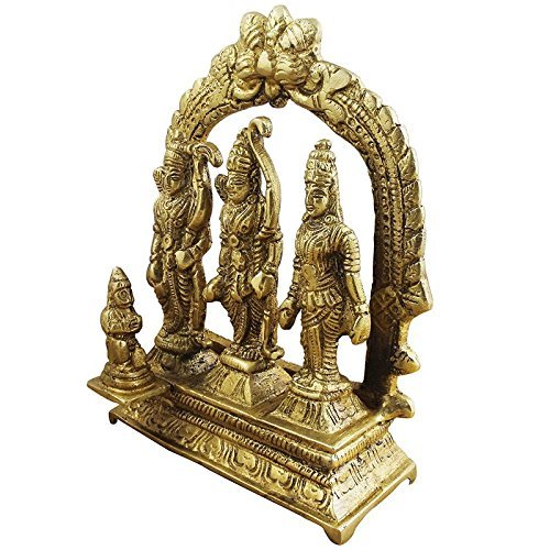 White Whale Ram Darbar Statue / Idol - Lord Rama Laxman And Sita Religious Indian Art Statue / Idol 8"inch