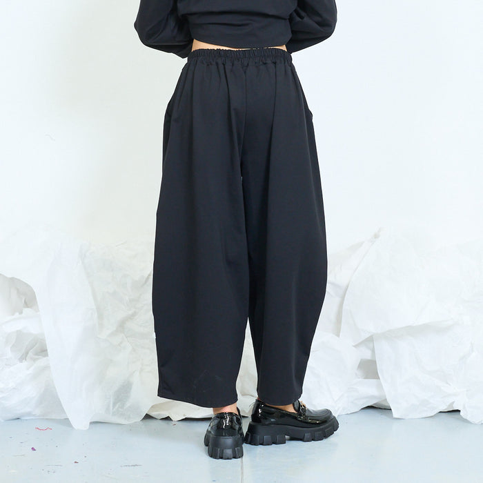Wide leg trousers with contrast ruffle panels wholesale
