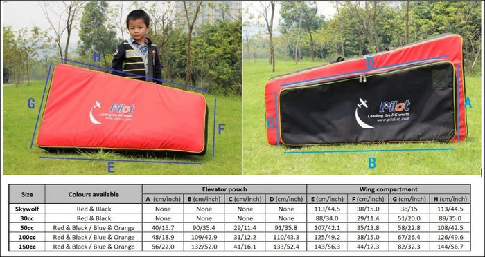 wing bag set pilot-rc 100cc red/black