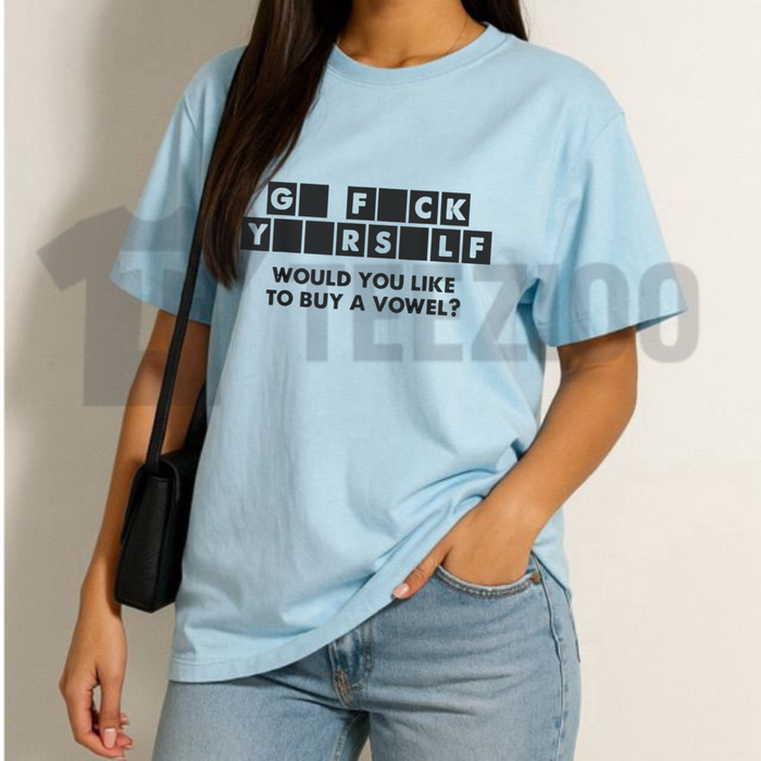 "Would You Like To Buy A Vowel" Shirt - Funny Wheel Game Parody Cotton Tee
